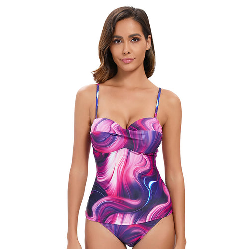 Dame Tankini-sæt med komfortabelt bustier-overdel og figursmigrende snit Stilla