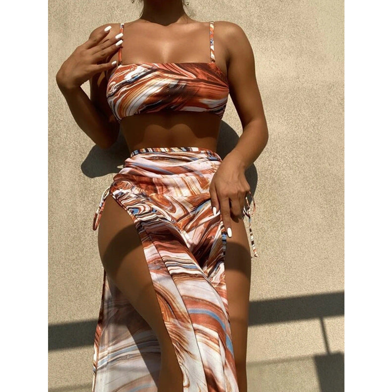 Dame Bikini Sæt med asymmetrisk design og justerbart omslagsskjørt Stilla