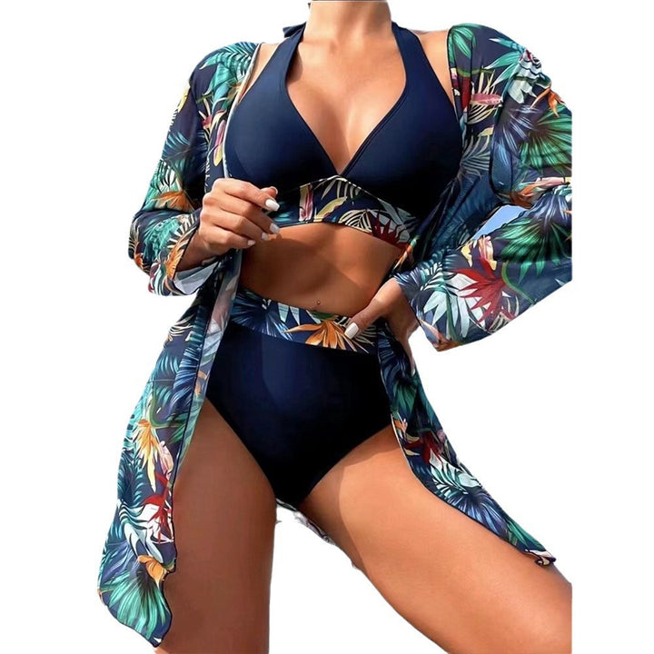 Dame bikini sæt med floralt cover-up skovae
