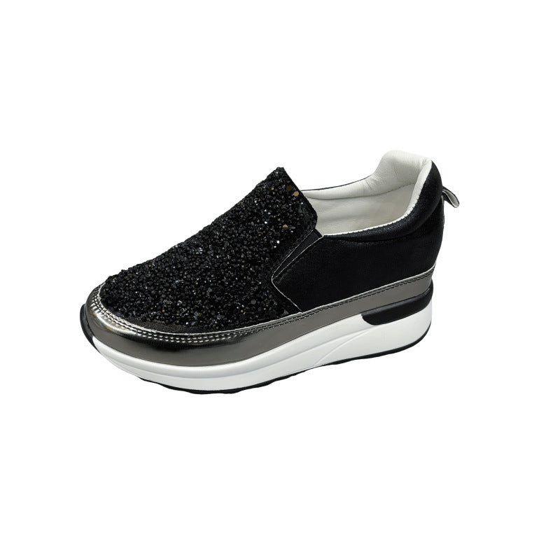 Dame Slip-On Sneakers med glitrende glimmerdesign og komfortabel sål Stilla