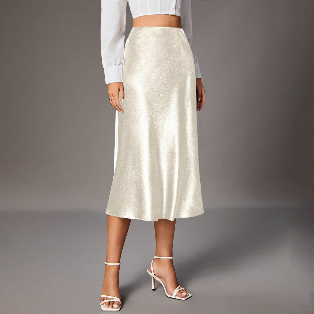 Dame Elegant A-linje Satin nederdel med flydende snit Skovae