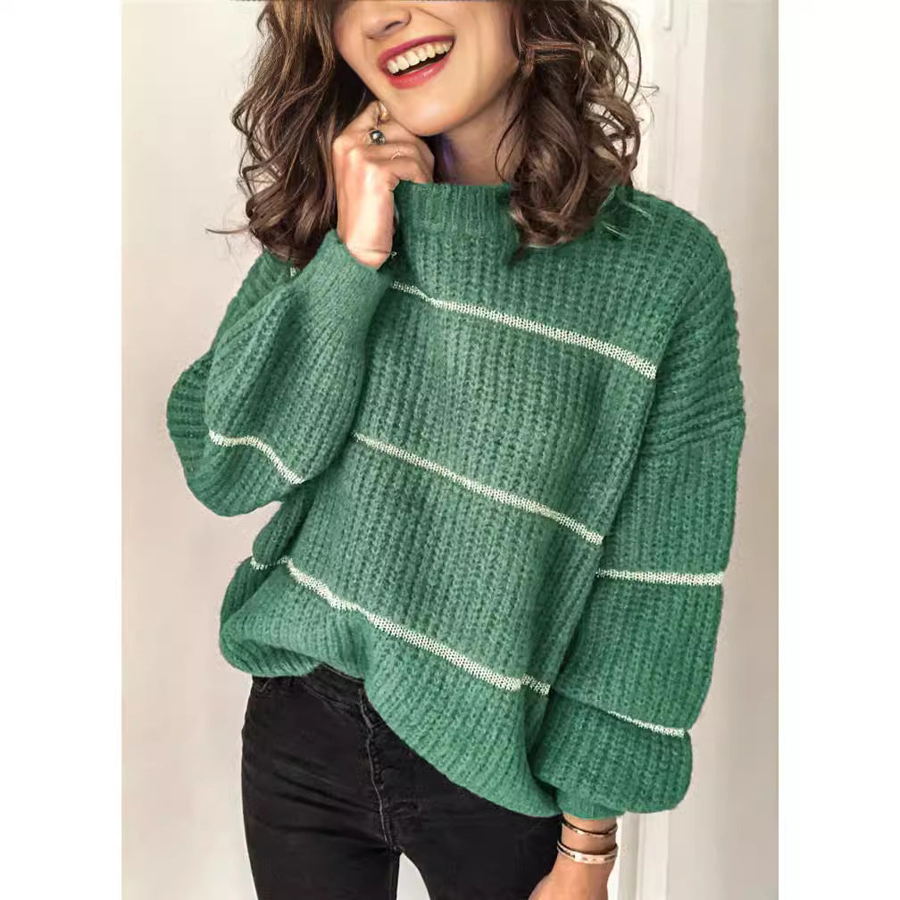 Dame Grovstrik pullover med metallic-striber Stilla