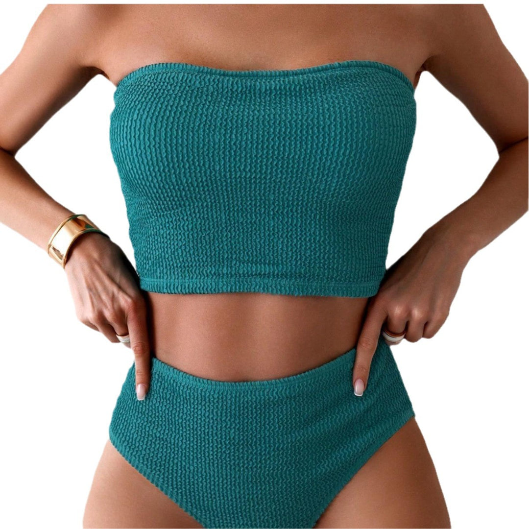 Dame Bandeau-bikini med højt skåret underdel Skovae