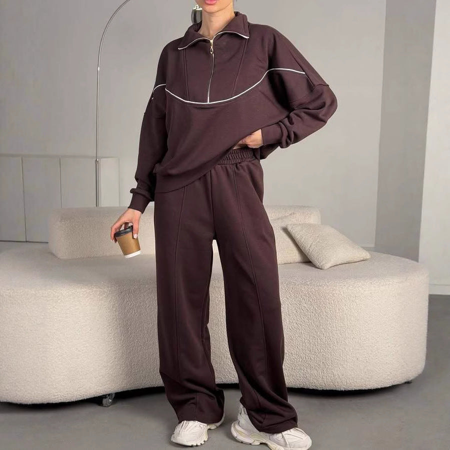 Dame sporty sweat suit sæt med halvlukning og afslappet pasform Skovae