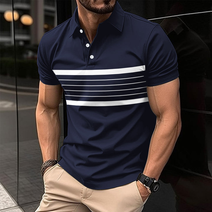 Herrer elegant kortærmet polo-shirt med moderne striber og komfortabel pasform Stilla