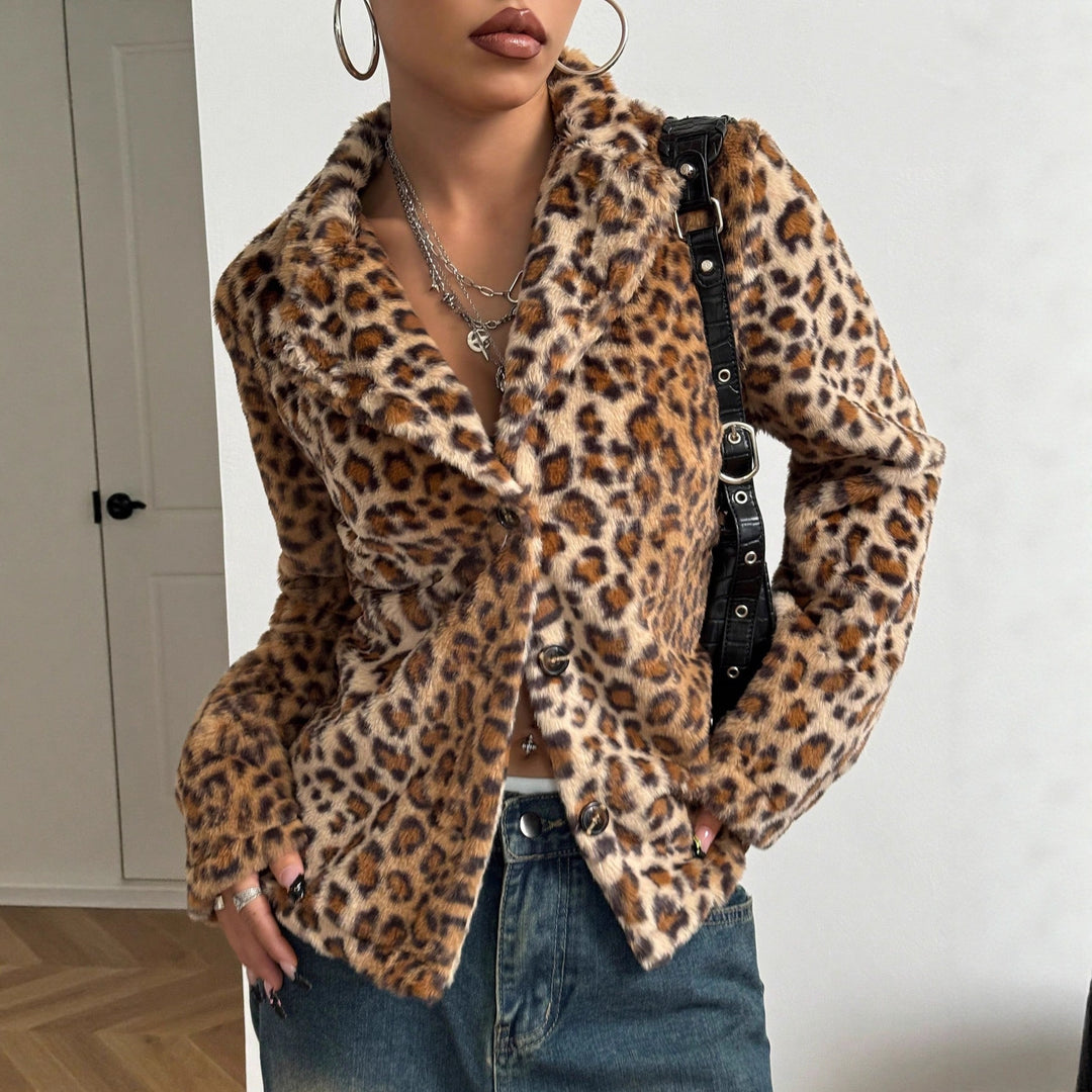Kvinders elegante leopardprint blazerjakke Stilla