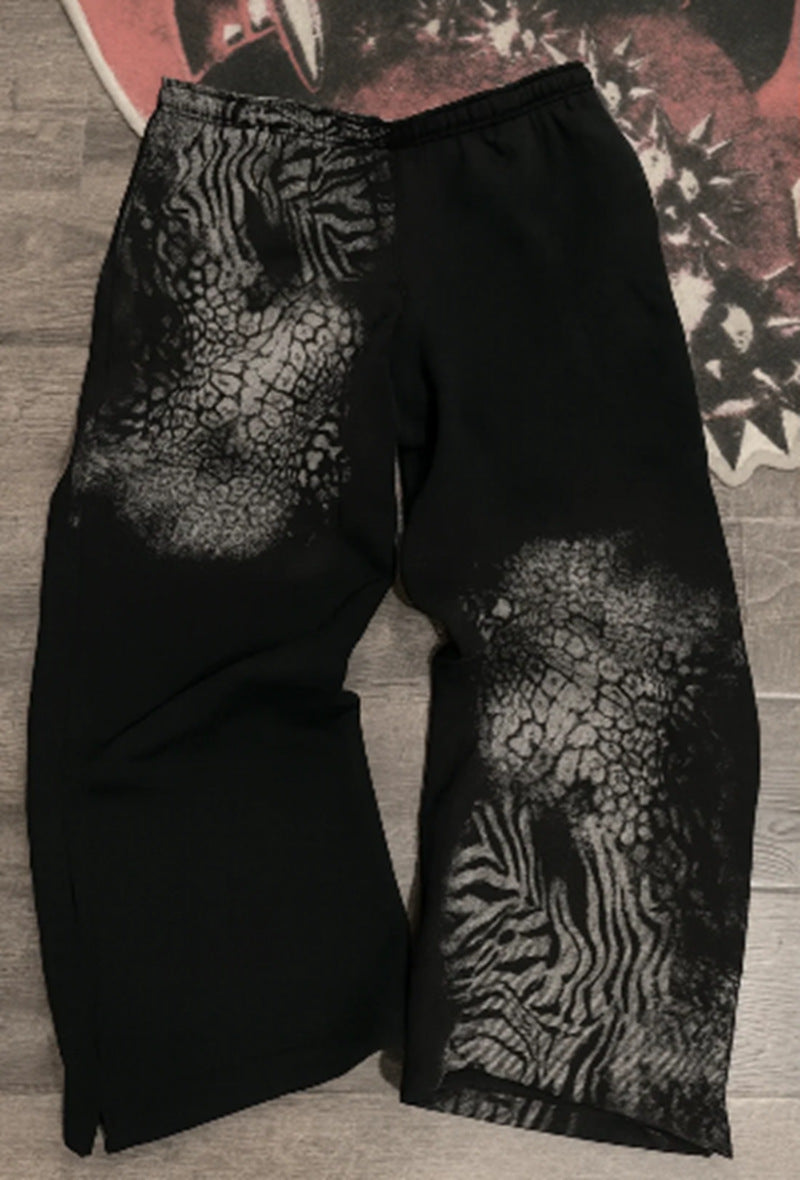 Dame nan løse sweatpants med asymmetrisk dyreprint, elastisk komfortlinning og lige ben Skovae