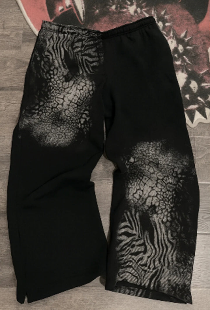 Dame nan løse sweatpants med asymmetrisk dyreprint, elastisk komfortlinning og lige ben Skovae