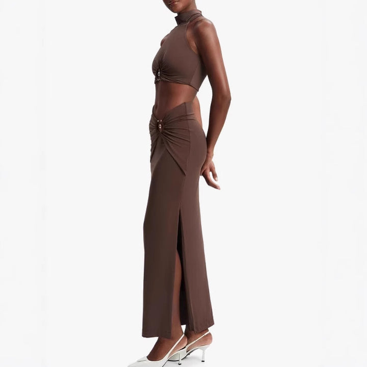 Femme Samtids Cutout To-delt Kjole Stilla