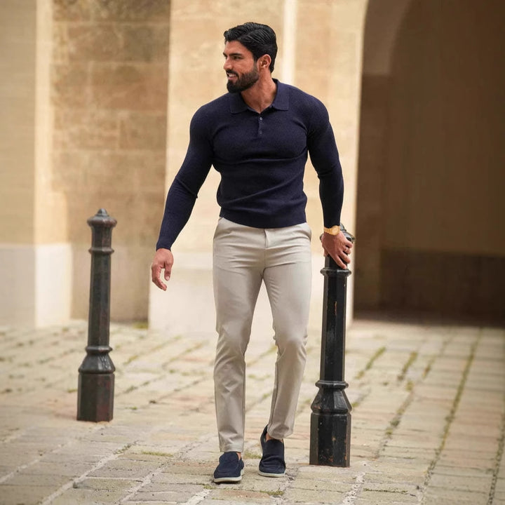 Herre Slim-Fit Chino bukser med elastisk talje og dekorative detaljer Stilla
