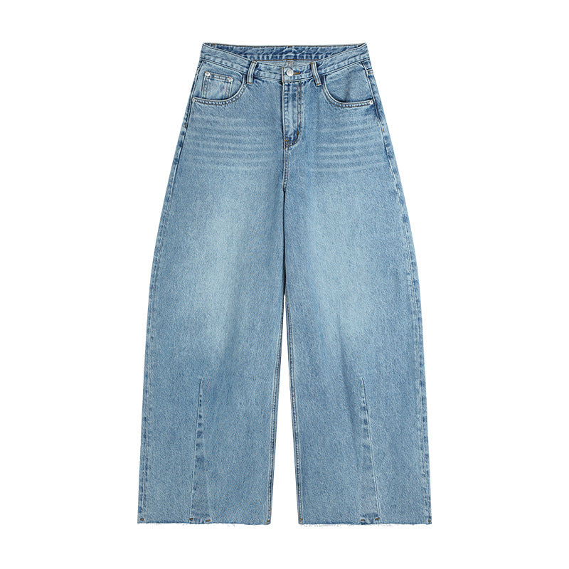 Dame bredt skåret jeans med høj talje og afslappet snit Stilla