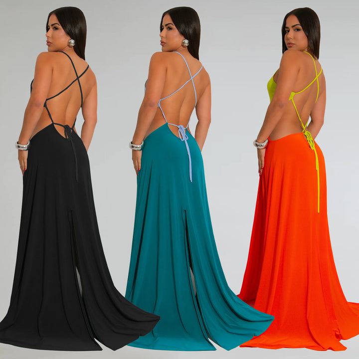 Damer Elegante Maxikjole med sidelæns cut-outs og detaljeprydet bånd Stilla