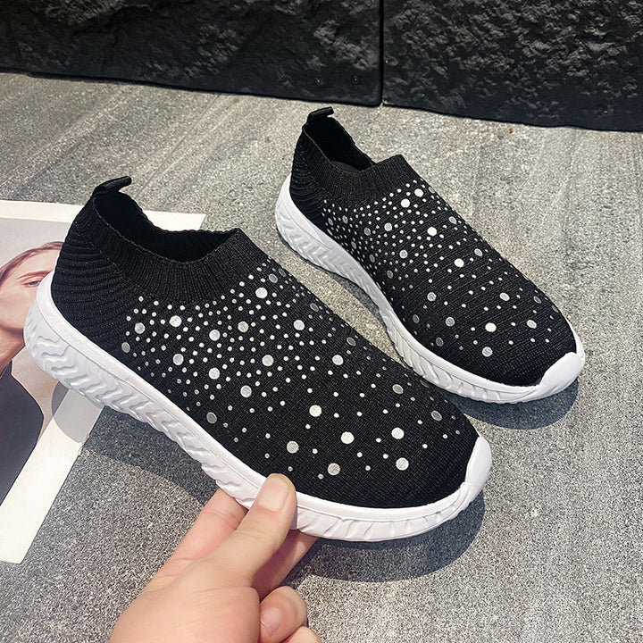 Dame Sneakers med åndbart strikmateriale og fashionable detaljer Stilla