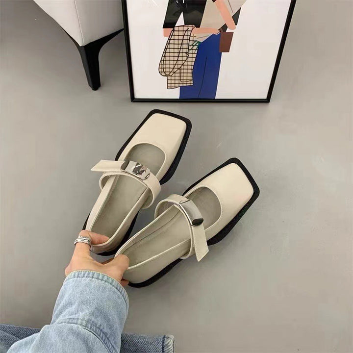 Dame Ballerinas med firkantet tåparti og metalaccent Stilla