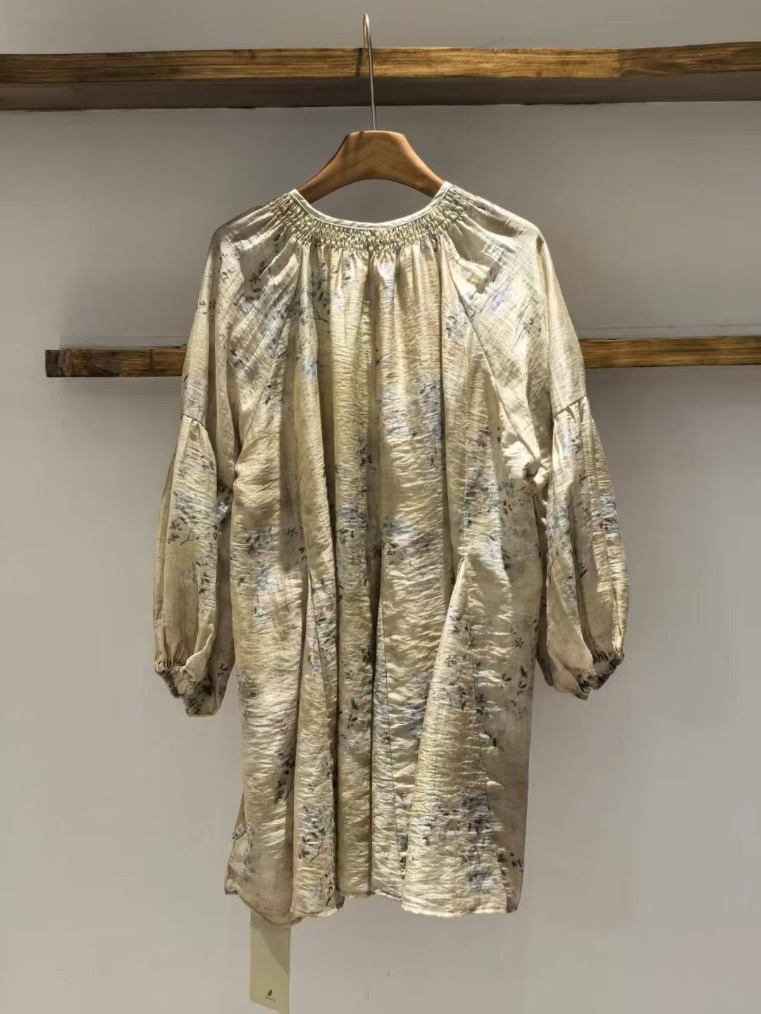 Femme Elegante Rynket Hals Tunika Kjole Stilla