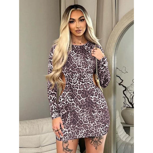 Dame langærmet bodycon kjole med justerbare sidelur Stilla