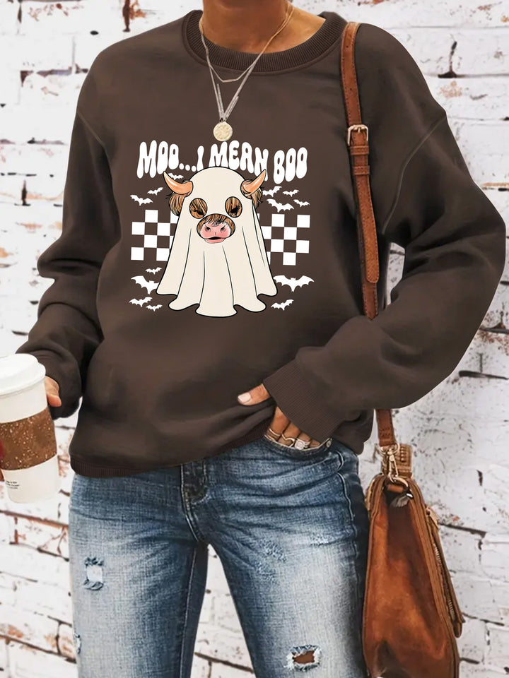 Kvinders sweatshirt i muntert Halloween-design Stilla