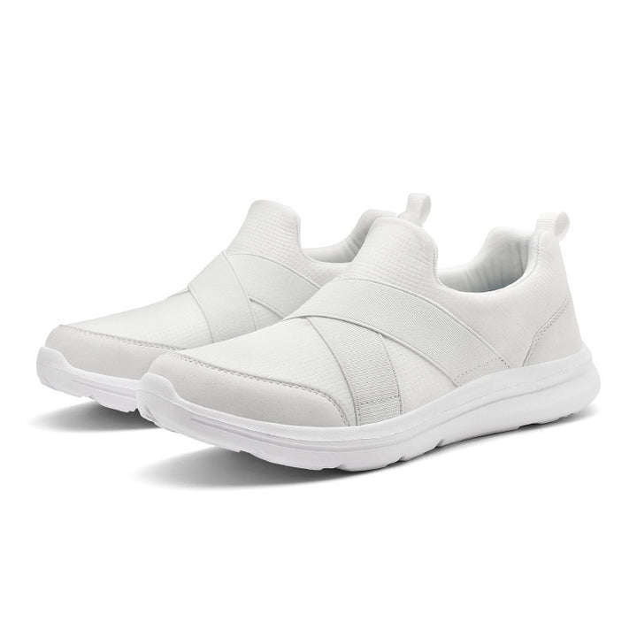 Dame nan elastisk Slip-On Komfort-sneaker med åndbart strikkoverdel, krydsede strækremme og stødabsorberende EVA-sål Skovae