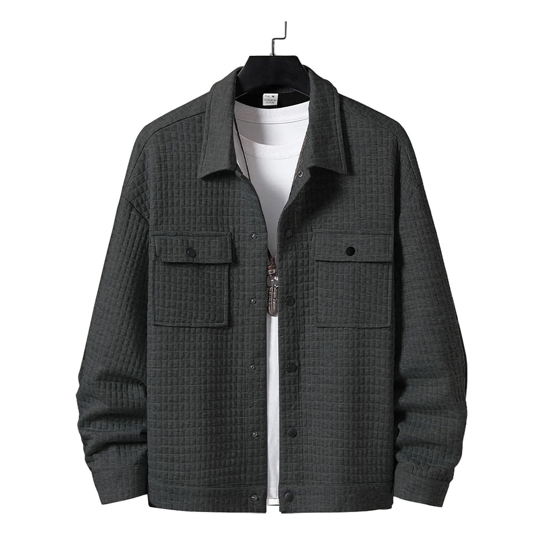Herre nan quiltet overshirtjakke med kvadratisk quiltstruktur og påsyede brystlommer Skovae