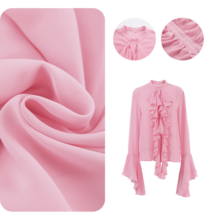 Damebluse med voluminøse ruffles og afslappet snit Stilla