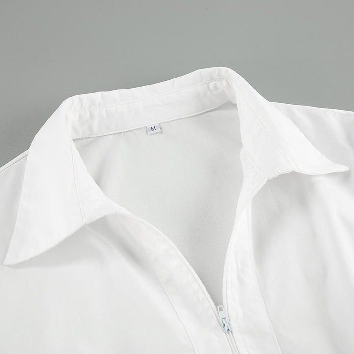 Dame Zip-Up Bluse med tætsiddende snit og asymmetrisk design Stilla