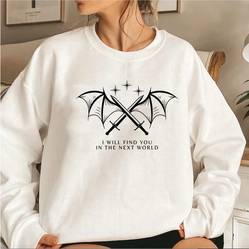 Kvinders sweatshirt med kunstnerisk grafisk design og inspirerende bogstaver Stilla