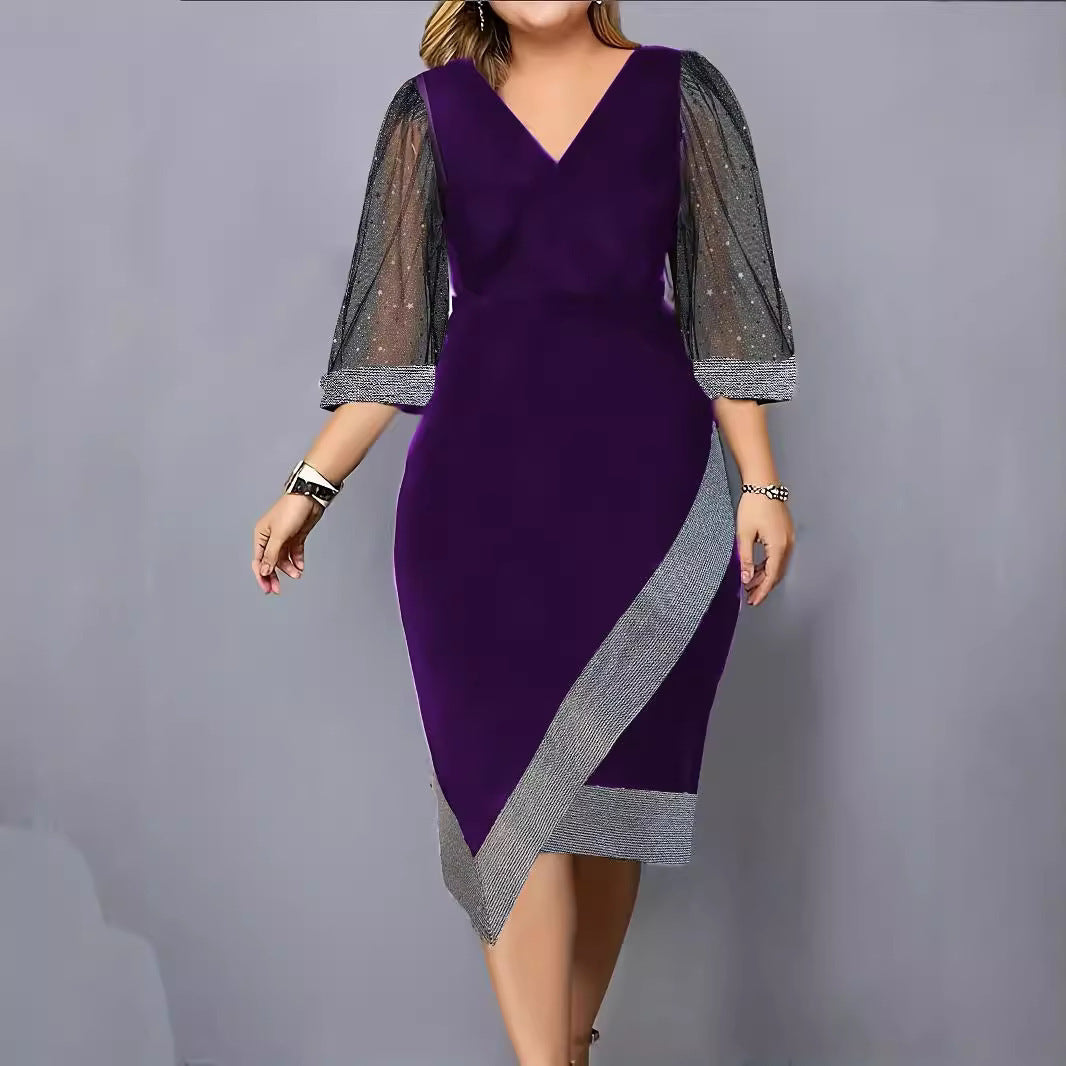 Kvinder elegant aftenkjole med transparente ærmer Stilla