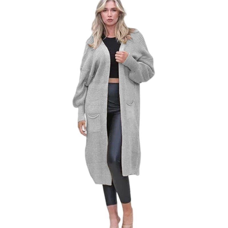 Kvinders Chunky Strik Cardigan med Åbne Lommer og Casual Design Stilla