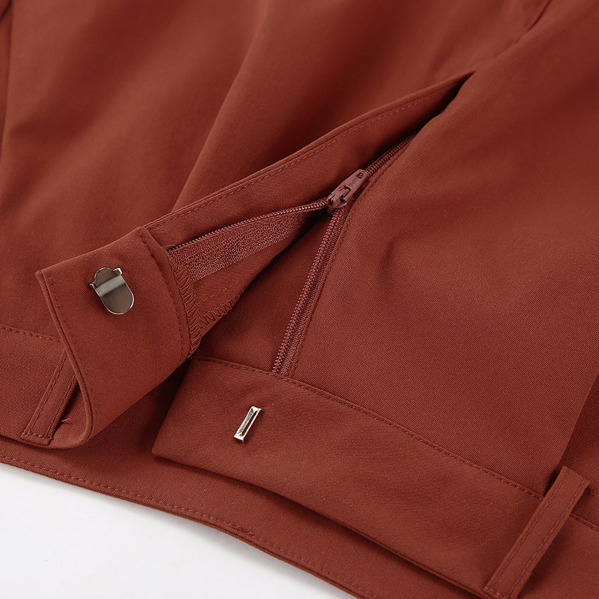 Dame Casual To-delt Sæt med cropped Jakke og bred Bukser Stilla