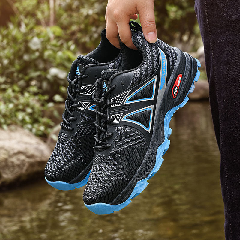 Herrer nan terrængående trekking-sneakers med aggressiv profildesign og åndbart strikoverdel Skovae