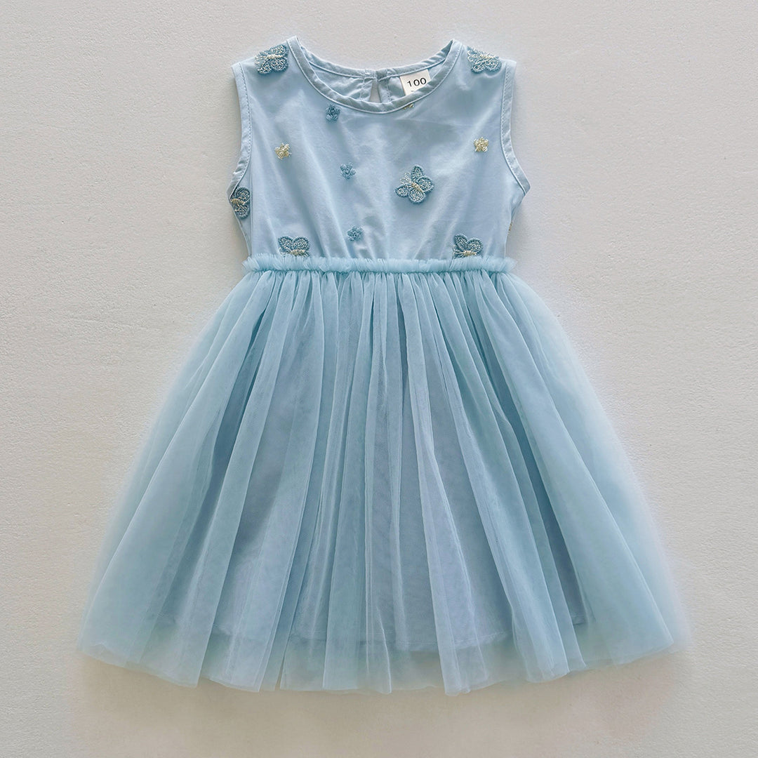 Pige Elegant Broderet Tyllkjole Stilla