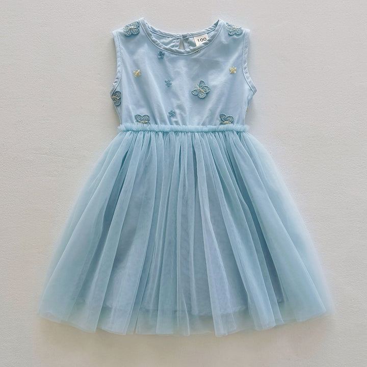 Pige Elegant Broderet Tyllkjole Stilla
