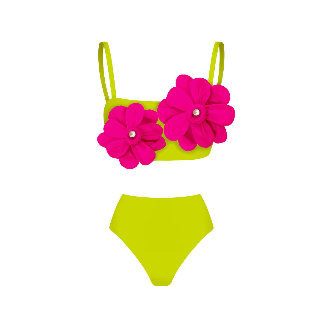 Dame bikini sæt med spændende blomsterdesign og flatterende høj talje Stilla
