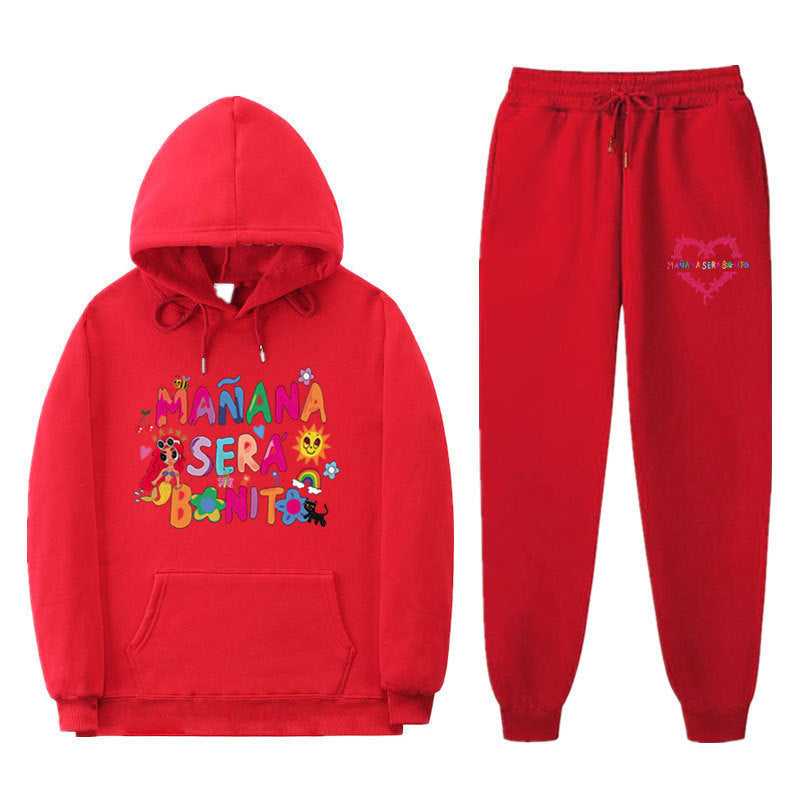 Kvinders sweatshirt og joggingbukser sæt med farverig print Skovae