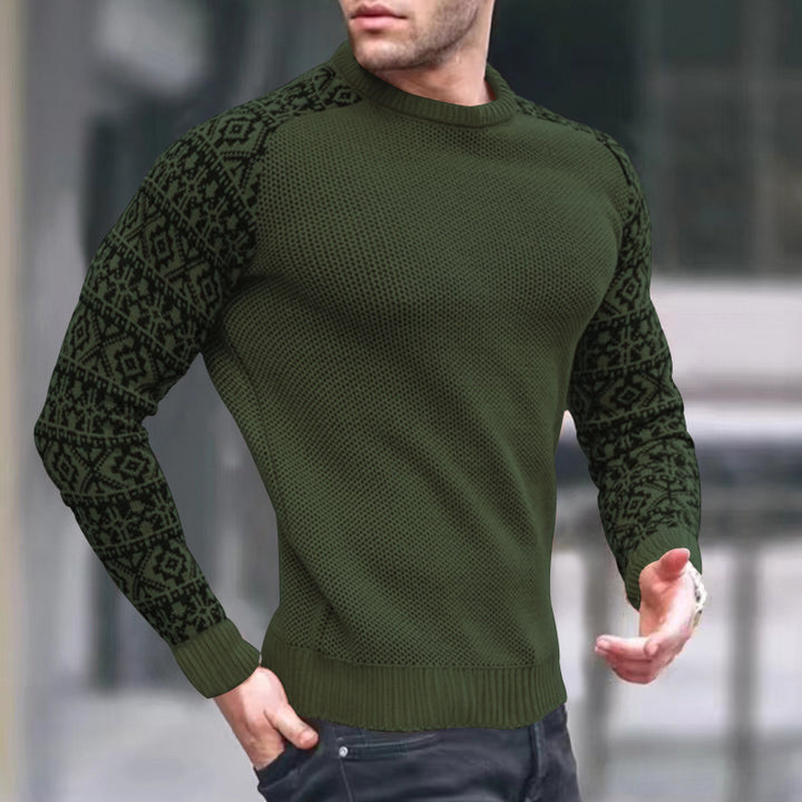 Herre moderigtig strikpullover med grafisk mønster og optimal pasform Stilla