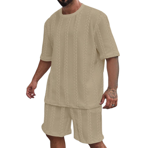 Herre afslappet strik sæt med oversized T-shirt og shorts Stilla