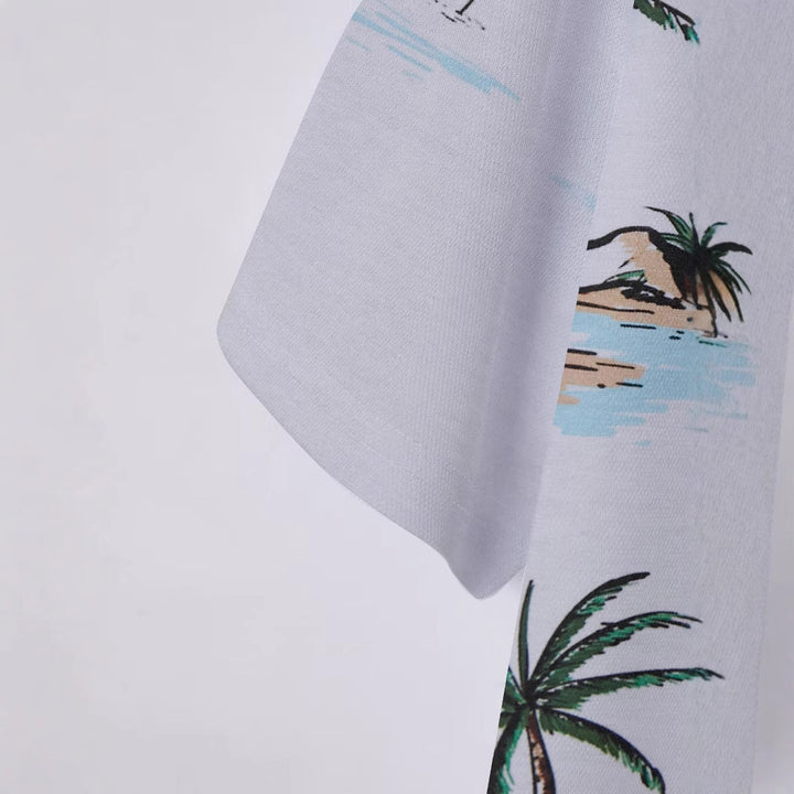 Herrer Poloshirt med kreativt tropisk motiv og åndbare egenskaber Stilla