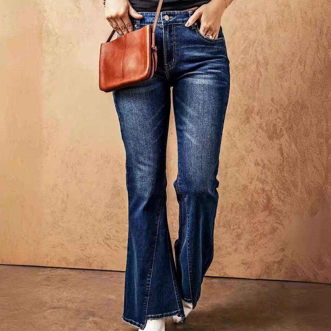 Dame Flared Jeans i elegant snit med høj talje og markante sømme Stilla