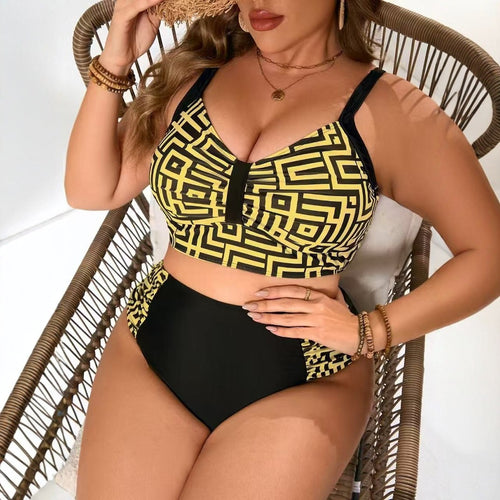 Dame To-delt Bikini-sæt med moderne geometrisk design Skovae