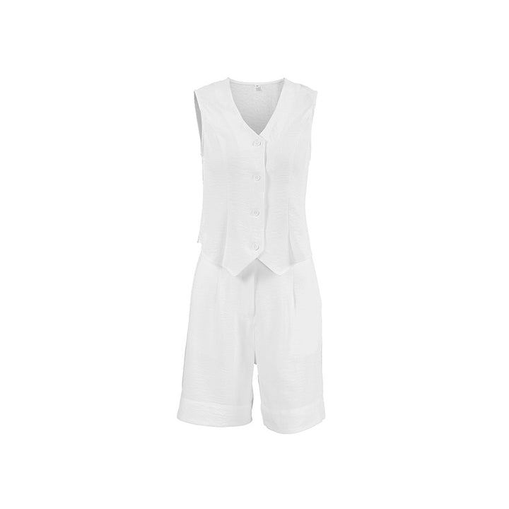 Dame elegant vest med shorts i struktureret stof Stilla