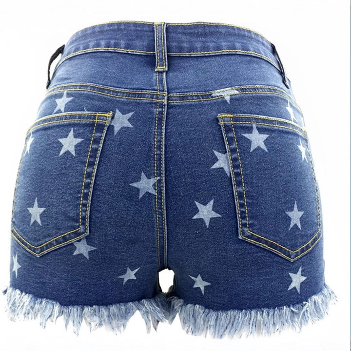 Dame Stilfulde Jeansshorts med stjernetryk Stilla