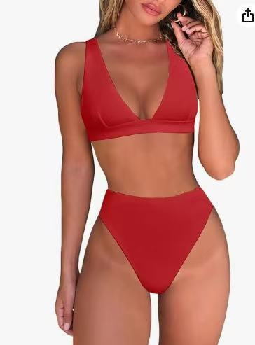 Dame Høj taljeret Bikini Sæt med V-Udskæring Skovae