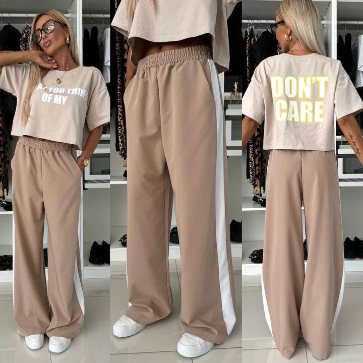 Kvinder casual crop top og brede joggerbukser sæt Skovae