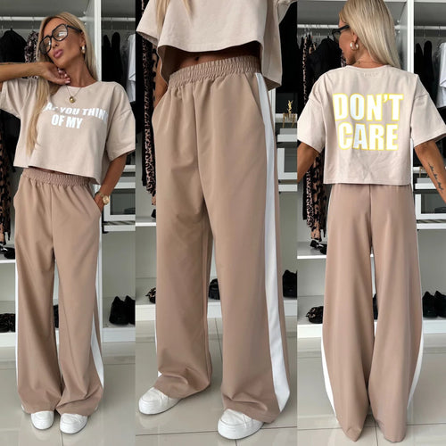 Kvinder casual crop top og brede joggerbukser sæt Skovae