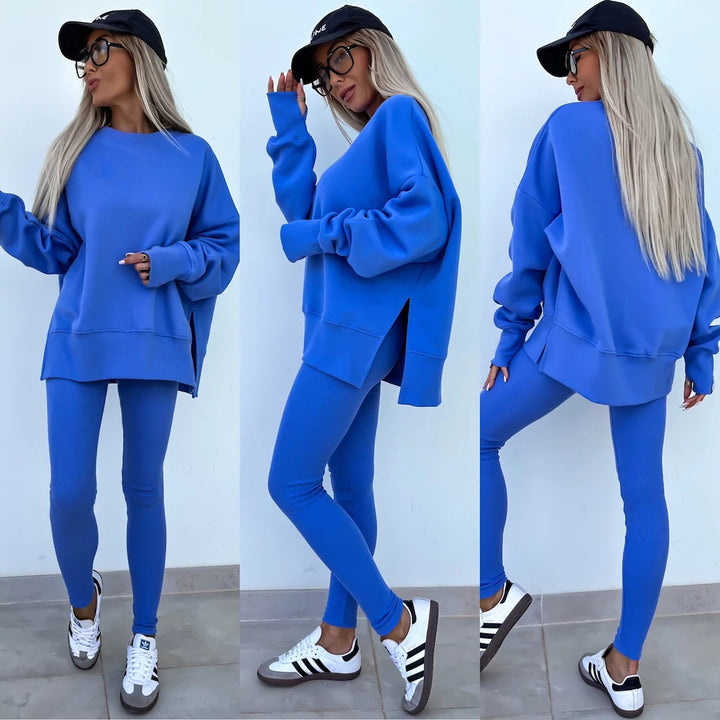 Kvinders afslappede fritidssæt med blødt sweats stof og trendy snit Skovae