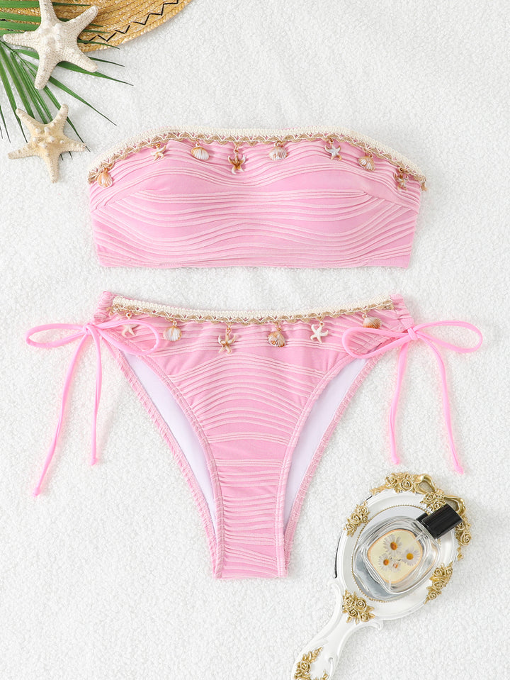 Dame Bandeau Bikini med musling dekoration Skovae