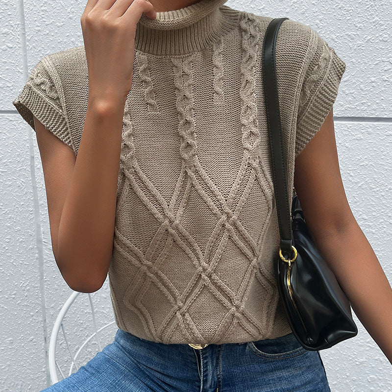 Femme Cozy Kabelstrik-Ærmeløs Pullover Stilla