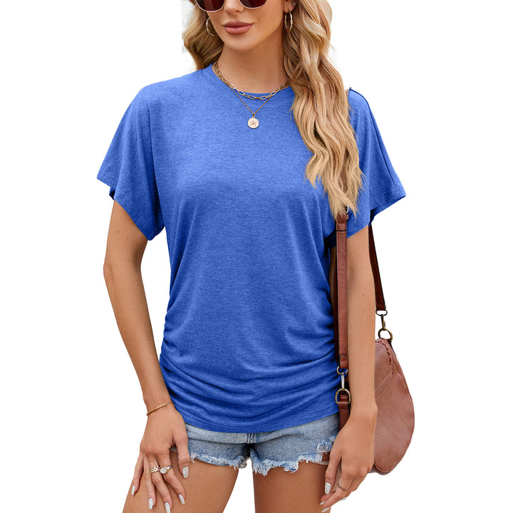 Dame afslappet T-shirt med sidelidt ruchingselement Stilla