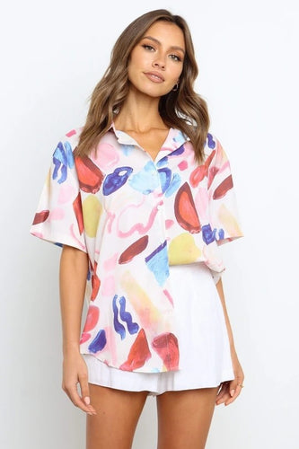 Femme Abstract Print Kortærmet T-shirt Stilla
