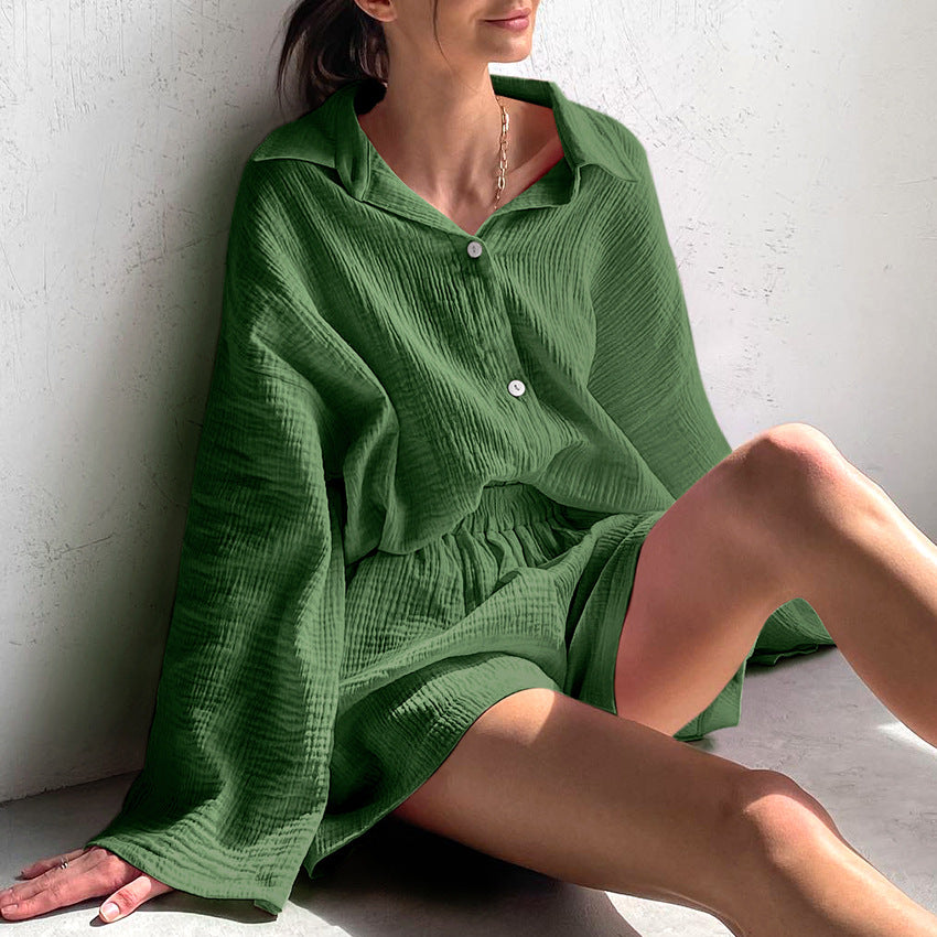 Dame Oversized Blusenensemble med åndbart stof og svajende nederdel Stilla